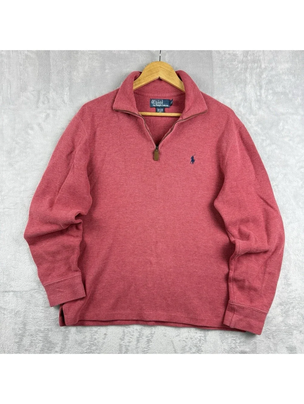 Polo Ralph Lauren Red 1/4 Zip Sweatshirt Pony Logo Cotton Men’s S Preppy Retro
